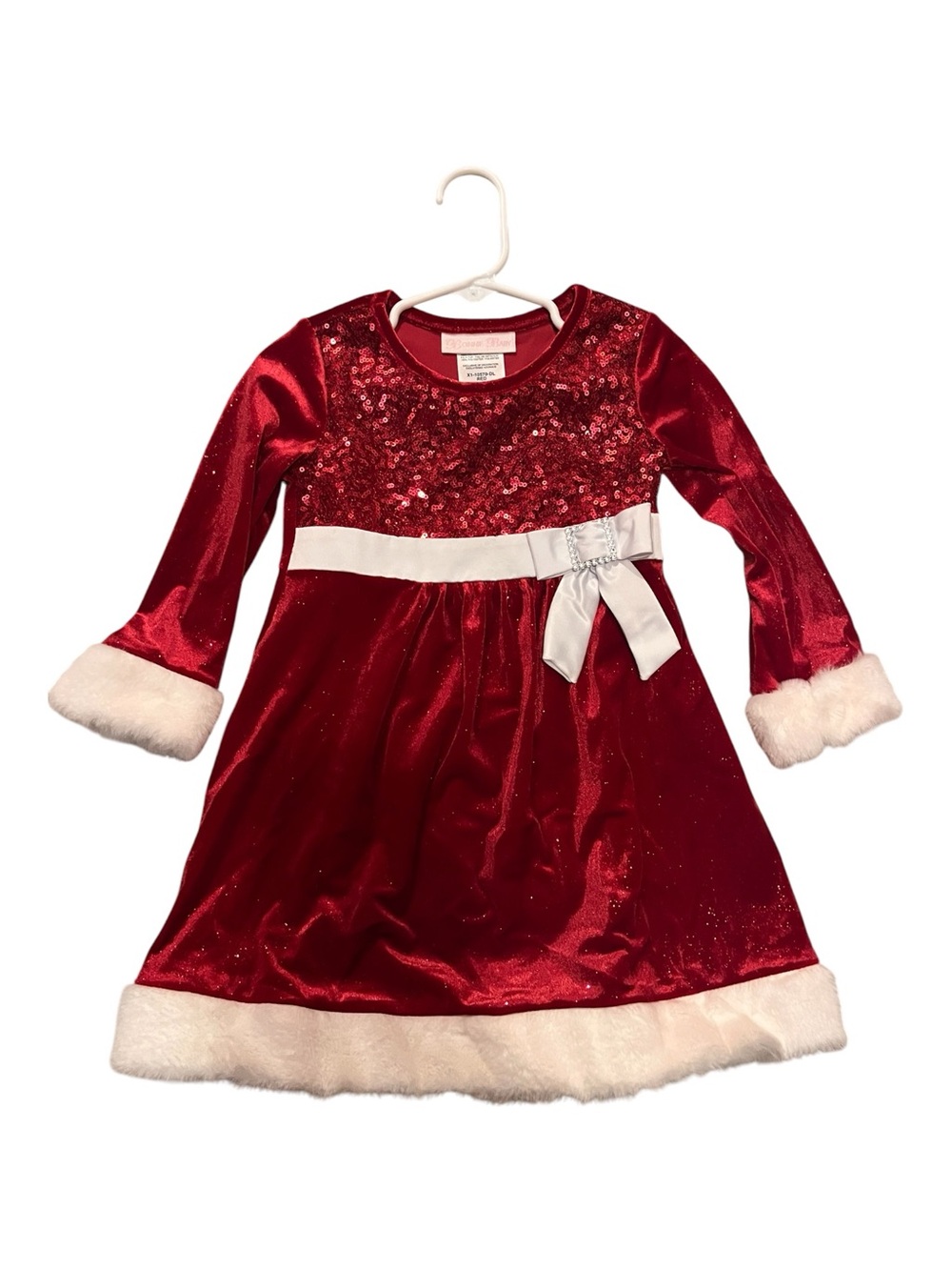 Girls Red Sequin Holiday Christmas Dress